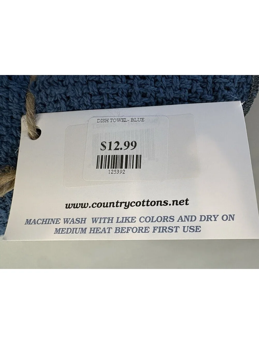 Country Cottons 2 Pc 100% Cotton Kitchen Towels Blue White Made USA NWT 24x15